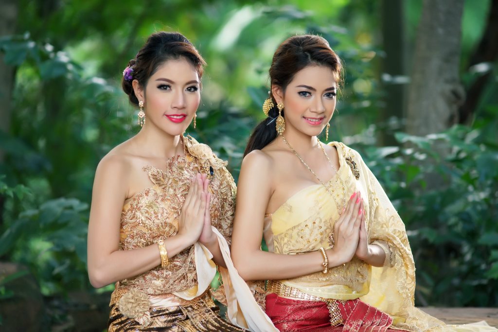Two,Thai,Woman,Wearing,Typical,Thai,Dress,,Identity,Culture,Of